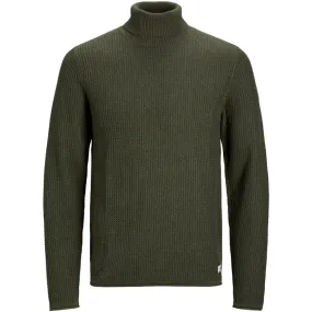 12222265 JPRBLUCARLOS KNIT ROLL NECK LN PLS OLIVE NIGHT