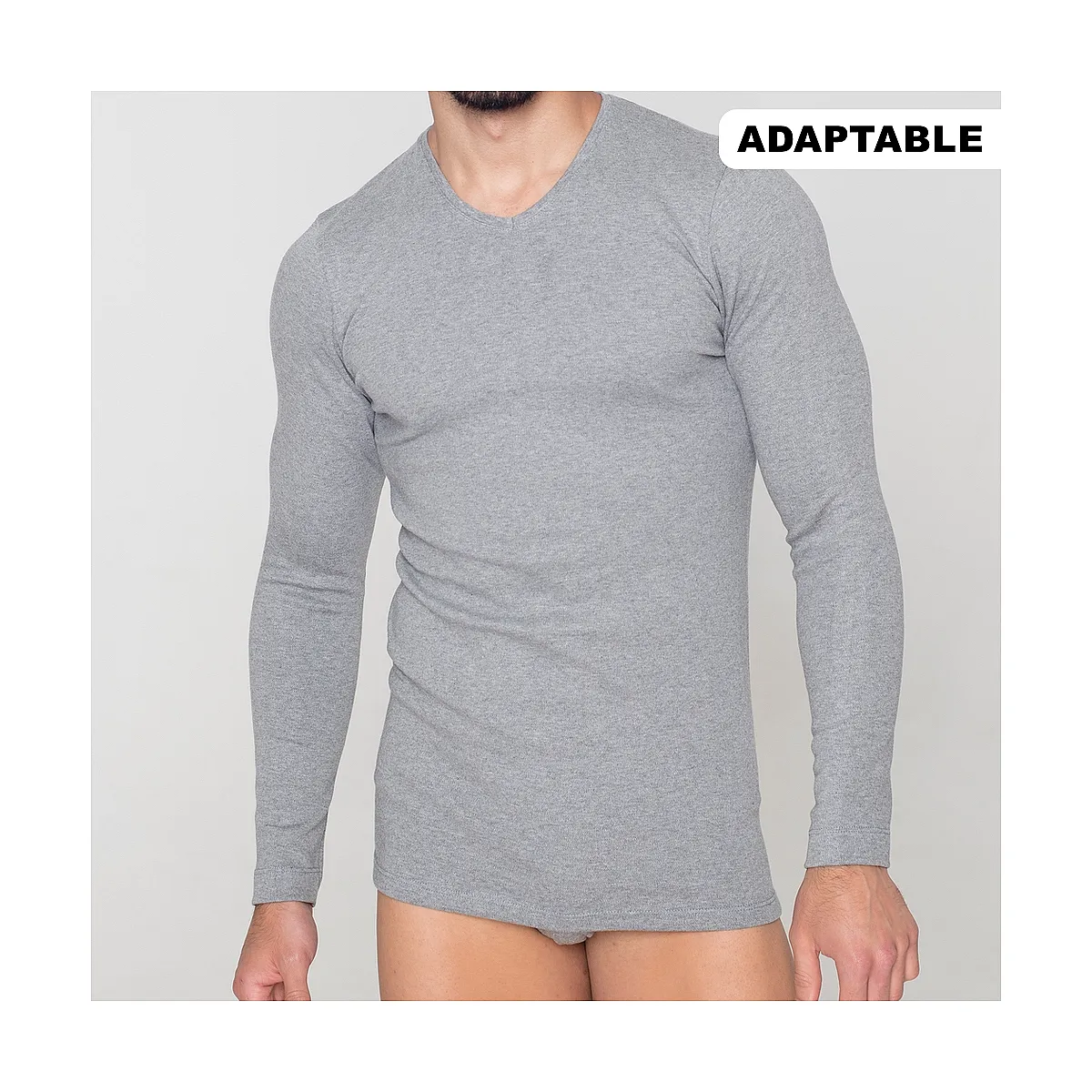 9269 ADAPTABLE FABRIC LONG SLEEVE UNDERSHIRT. V NECK