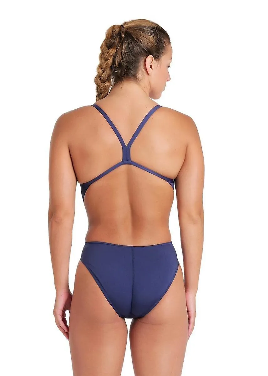 ARENA TEAM CHALLENGE BACK SOLID SWIMSUIT  NAVY/WHITE  WOMENS