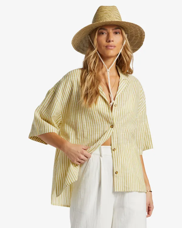 BEACH SIDE COTTON  CAMISA OVERSIZE DE MANGA CORTA PARA MUJER