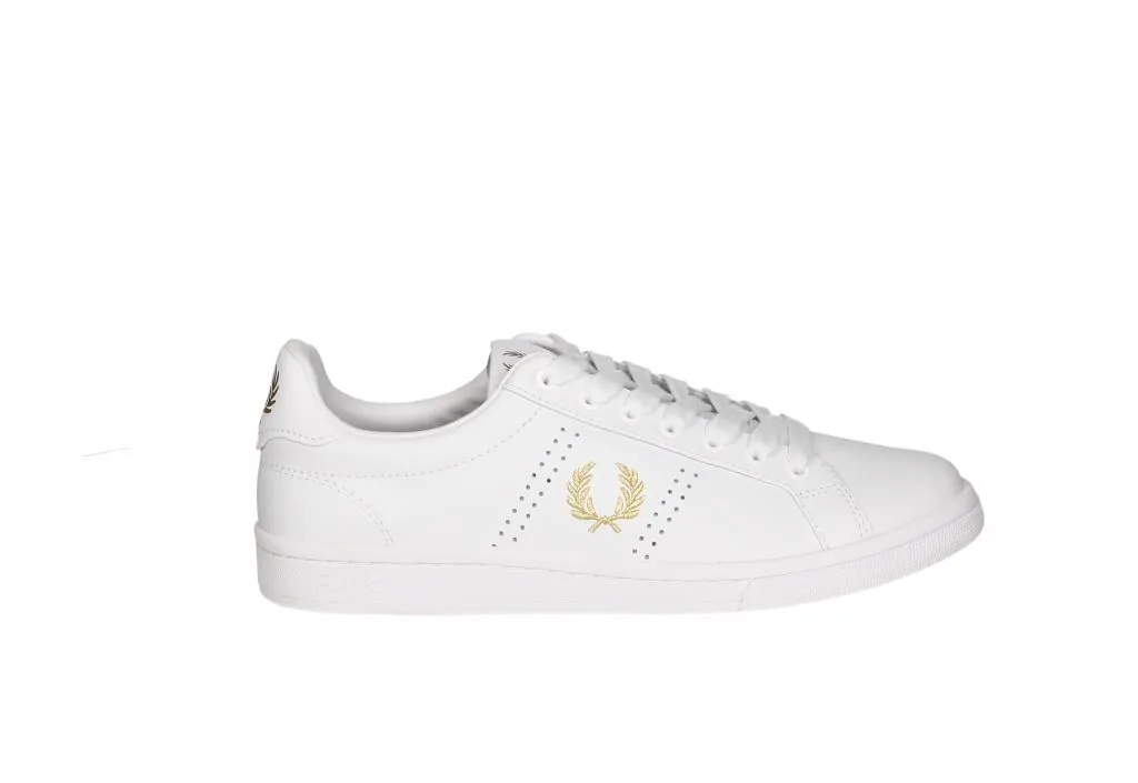 Blucher Piel Blanco Logo Dorado