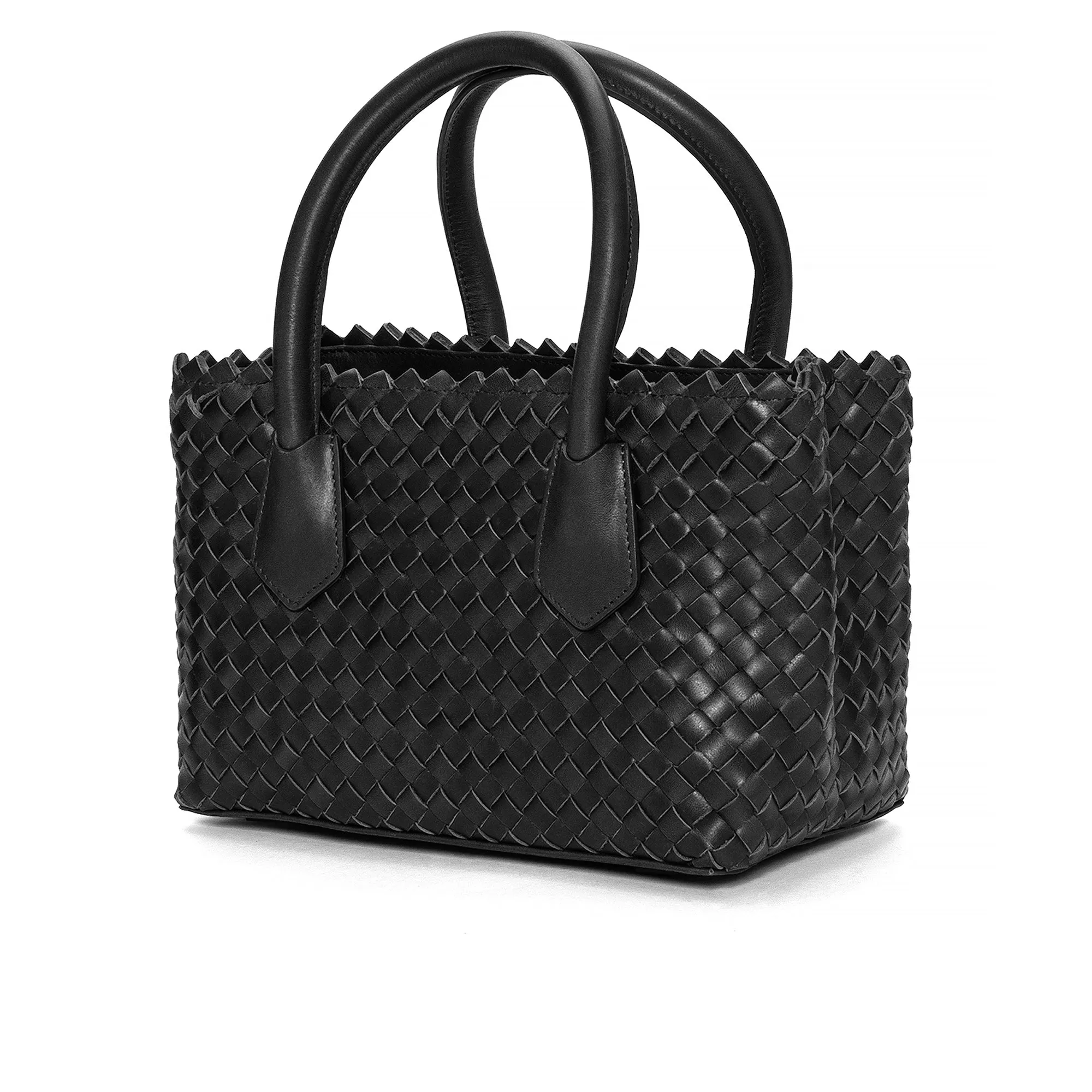 BOLSO DE MANO MINI V141 TRENZADO NEGRO