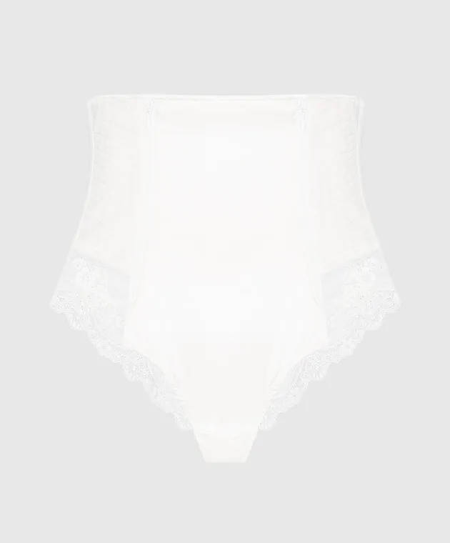 Cadolle White high rise panties with lace