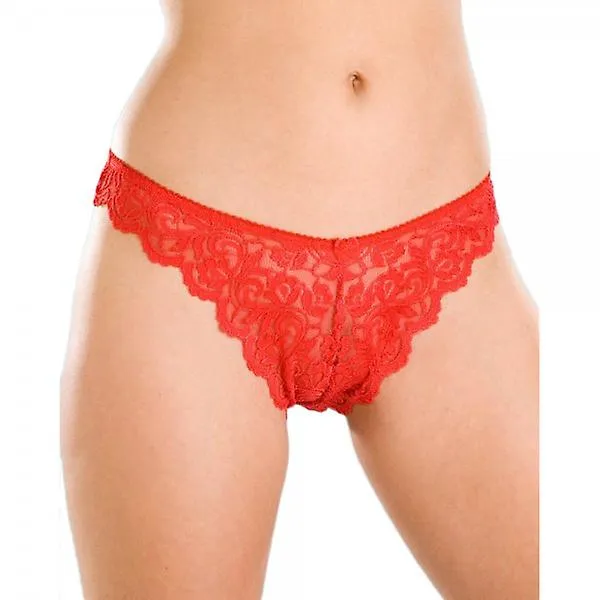 Camille para mujer Three Pack Tangas de encaje floral rojo