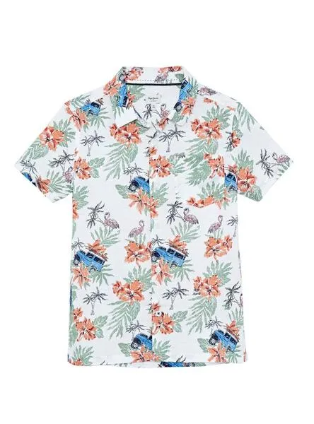 camisa pepe jeans joss tropical para niño