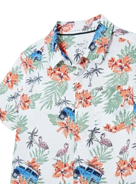 camisa pepe jeans joss tropical para niño