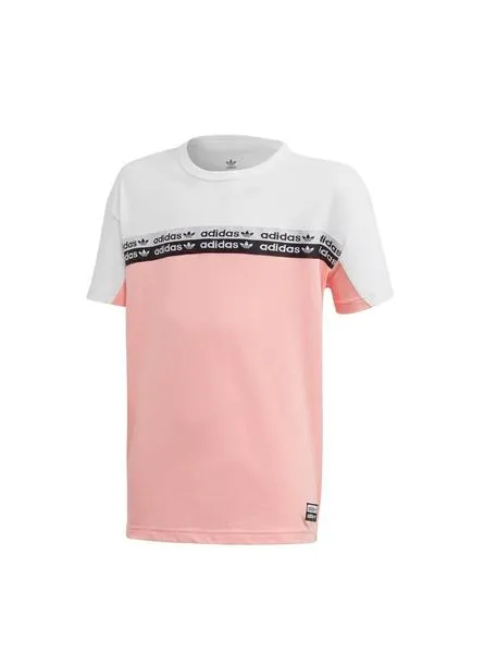 camiseta adidas tee rosa blanco para niña