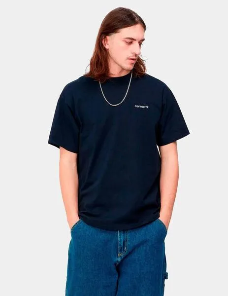 CAMISETA CARHARTT SCRIPT EMBROIDERY  ATOM BLUE / WHITE