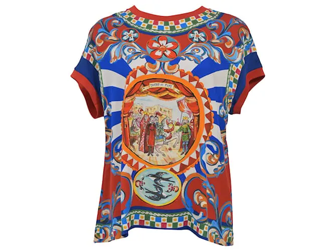 Camiseta estampada Dolce & Gabbana en seda multicolor 