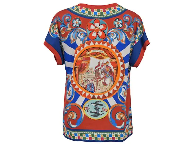 Camiseta estampada Dolce & Gabbana en seda multicolor 