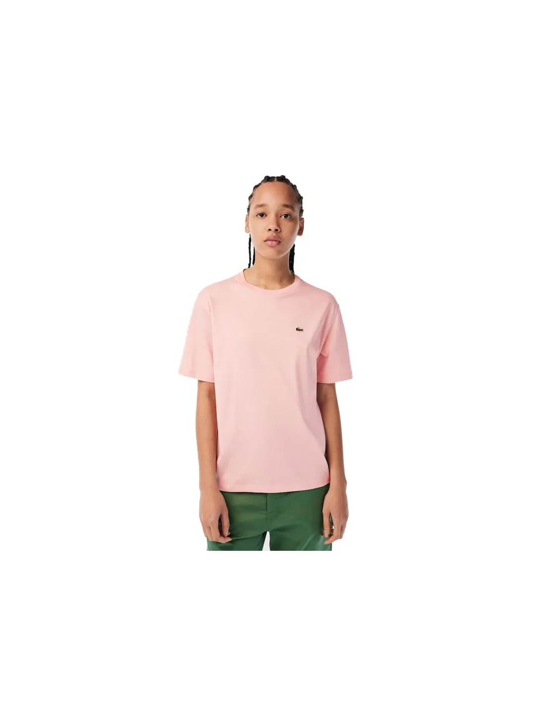 Camiseta Lacoste Crew Neck Premium Cotton Rosa Mujer