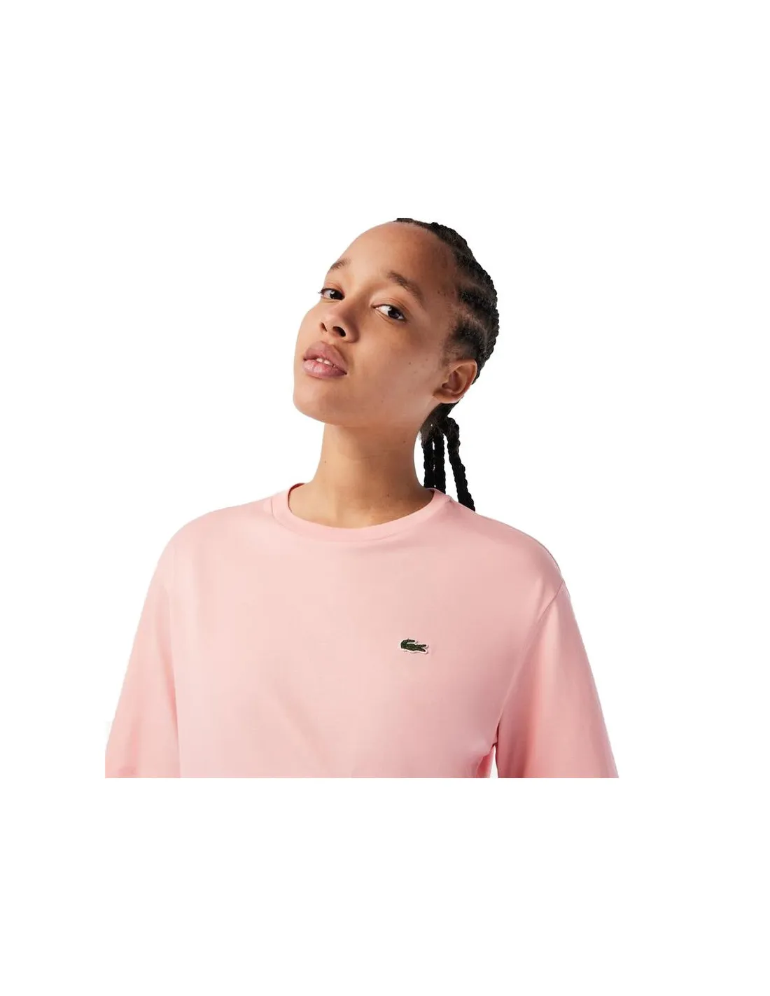 Camiseta Lacoste Crew Neck Premium Cotton Rosa Mujer