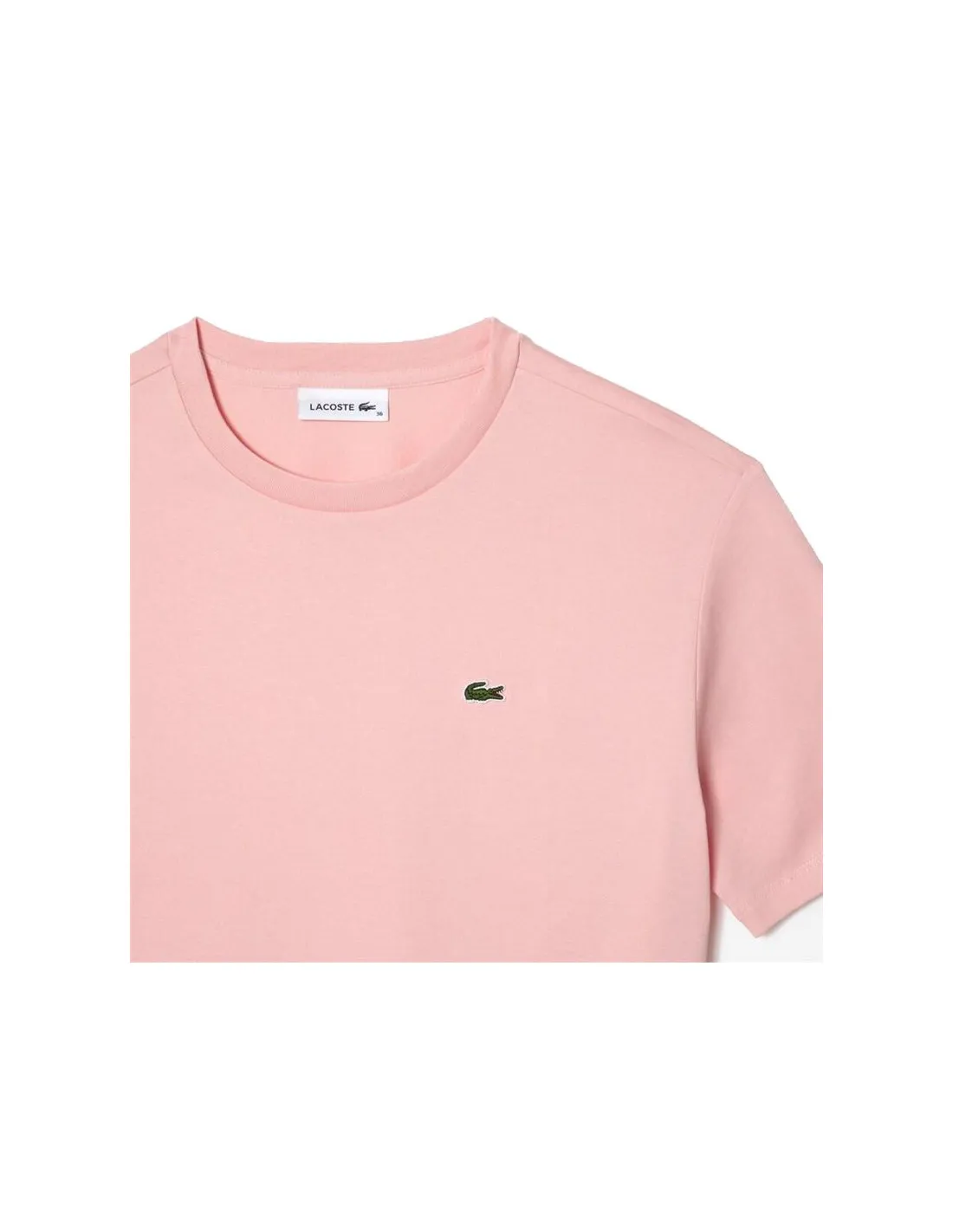 Camiseta Lacoste Crew Neck Premium Cotton Rosa Mujer