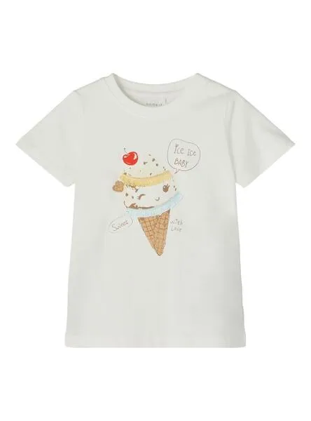 Camiseta Name It Florence Helado Blanca para Niña