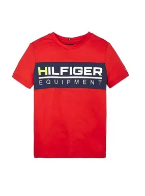 camiseta tommy hilfiger panel rojo para niño