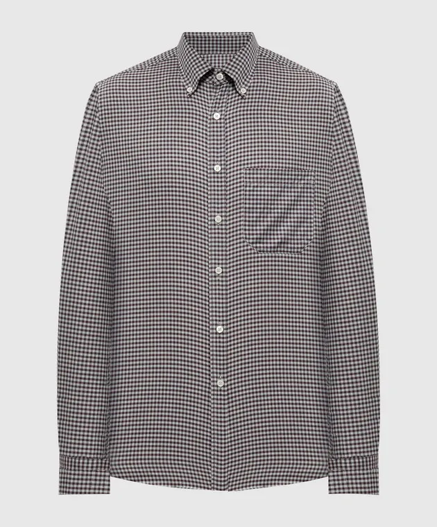 Canali Burgundy checked shirt