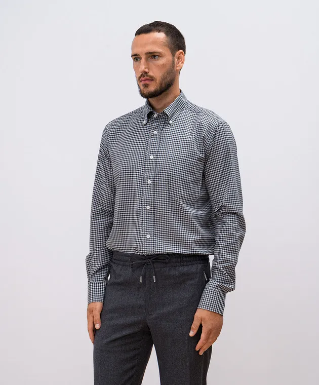 Canali Gray checked shirt