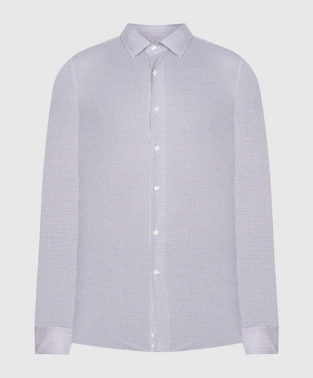 Canali White checked shirt