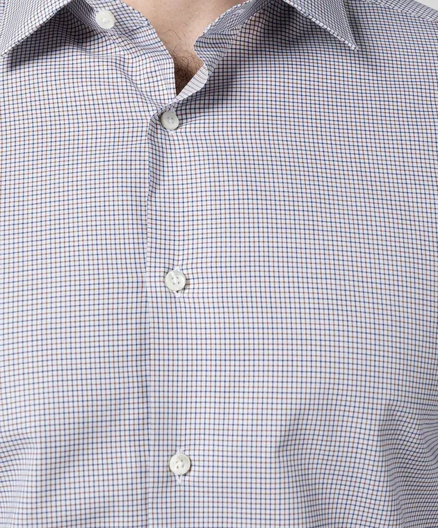 Canali White checked shirt