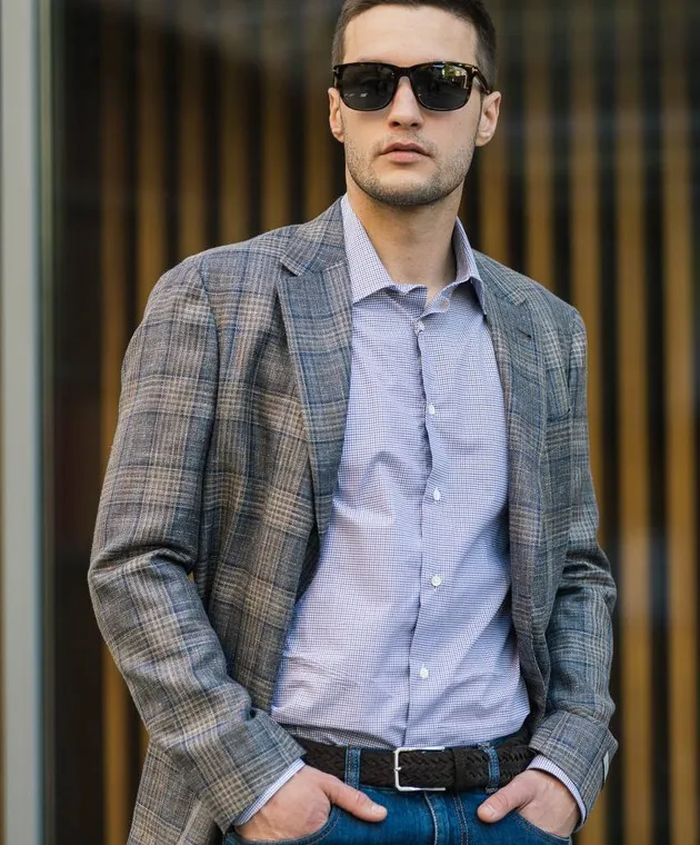 Canali White checked shirt