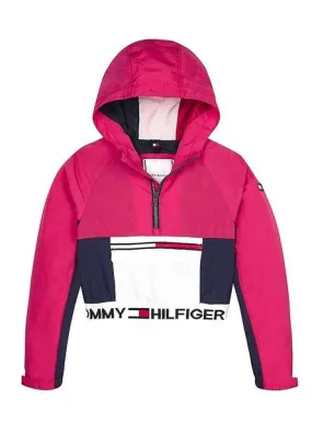 cazadora tommy hilfiger crop rosa para niña