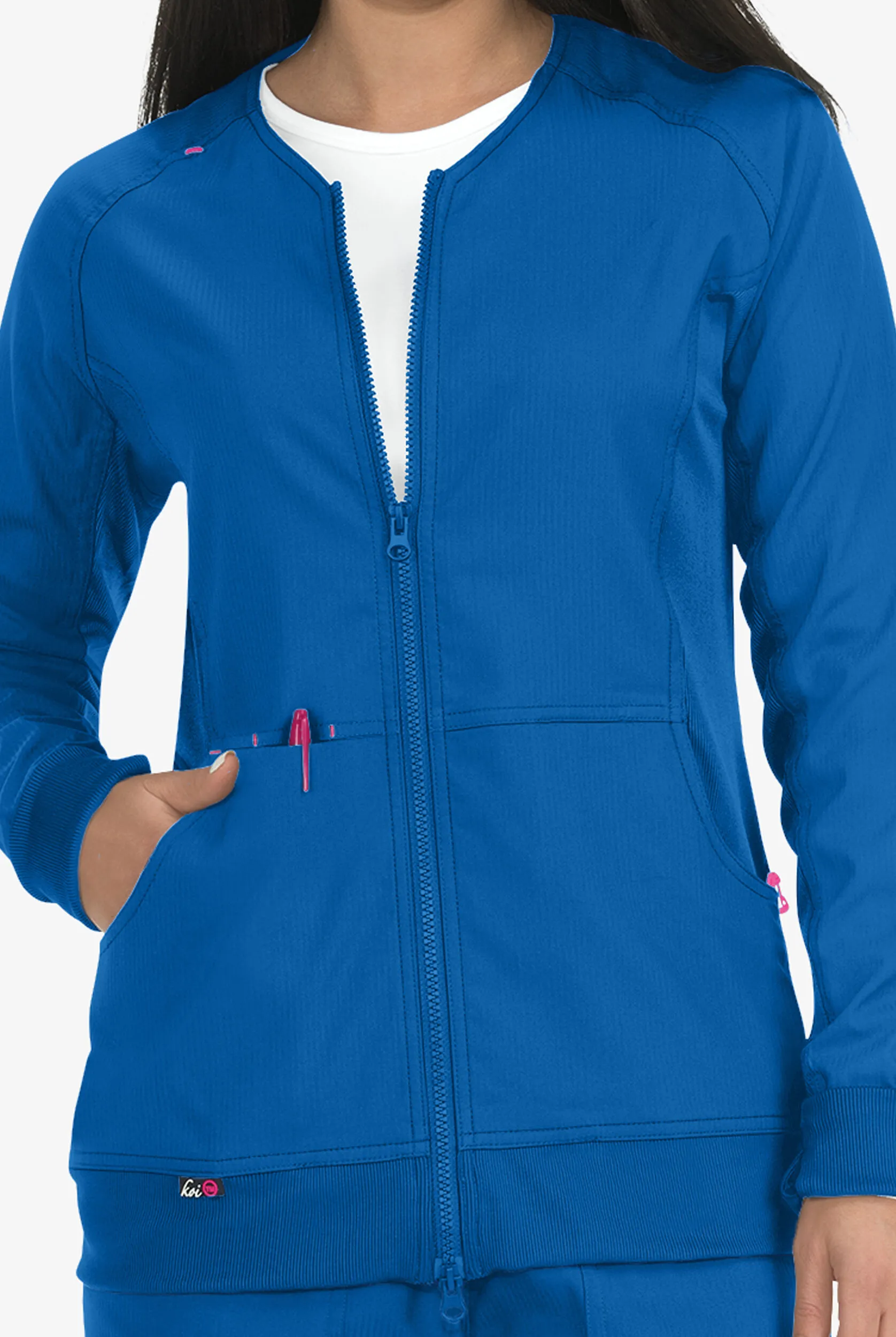 Chaqueta médica koi Lite™ Clarity con cremallera y 3 bolsillos para mujer