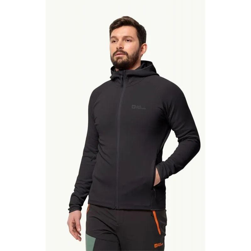 Chaqueta polar JACK WOLSKINS BAISELBERG HOODED FZ (Negro) para hombre