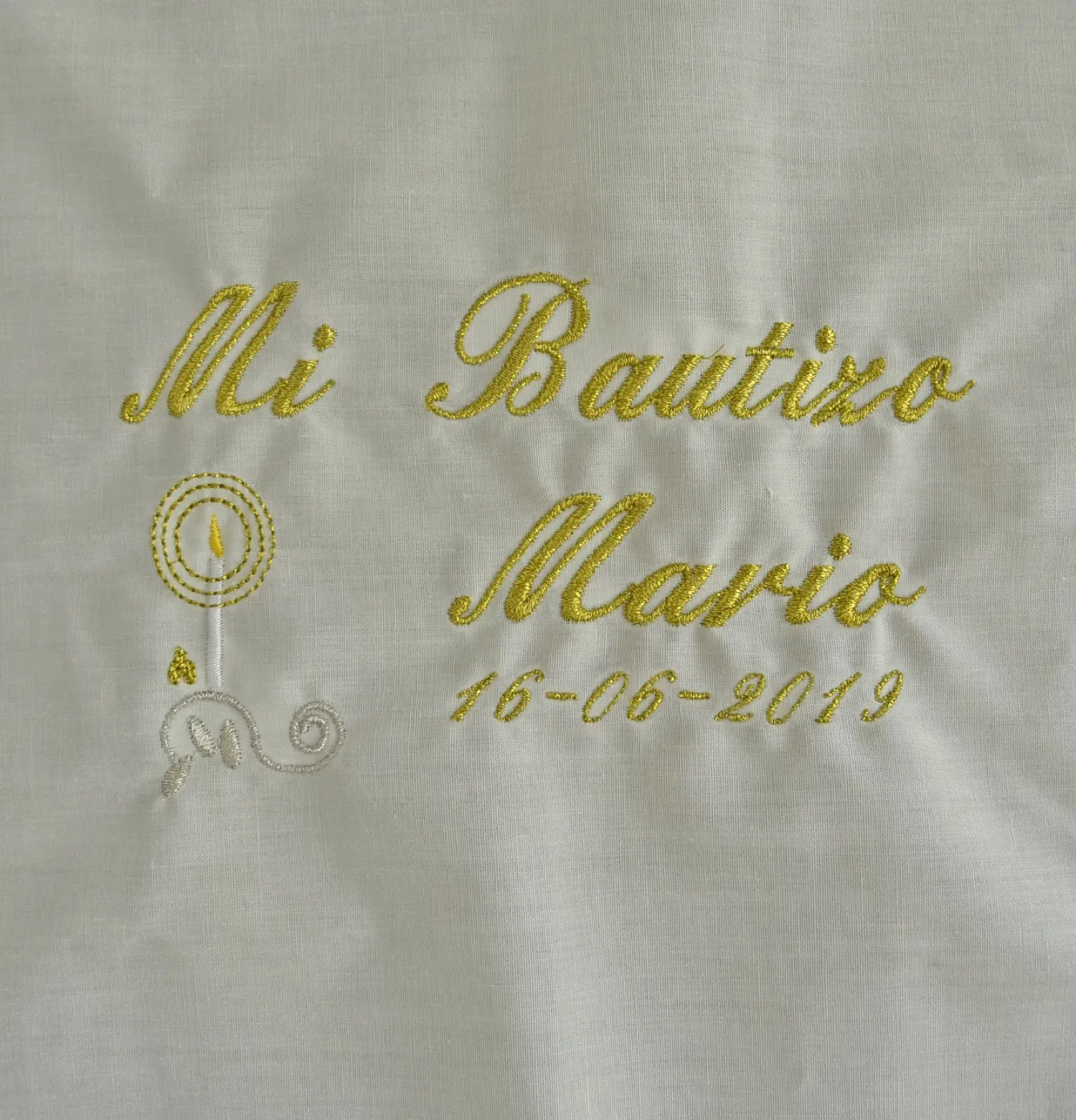 Christening handkerchief or towel embroidered with the name