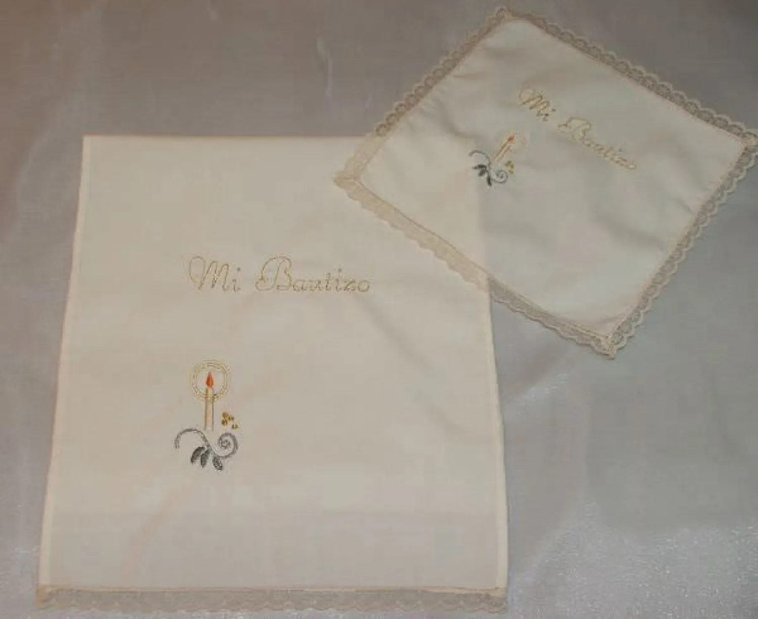 Christening handkerchief or towel embroidered with the name