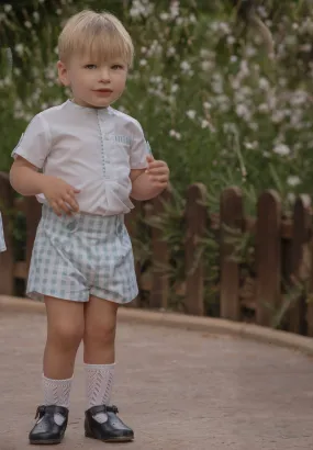 Conjunto para niño camisa y pantalón azul aguamarina