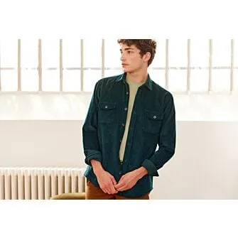 DARK GREEN CORDUROY OVER SHIRT  VICTORIN