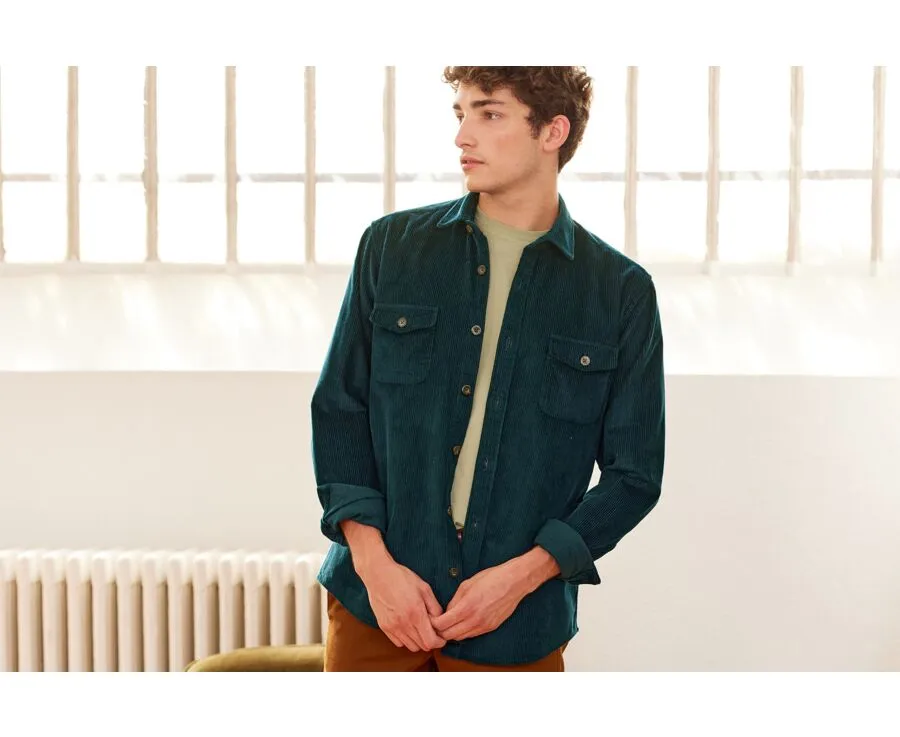 DARK GREEN CORDUROY OVER SHIRT  VICTORIN