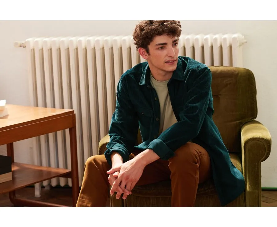 DARK GREEN CORDUROY OVER SHIRT  VICTORIN