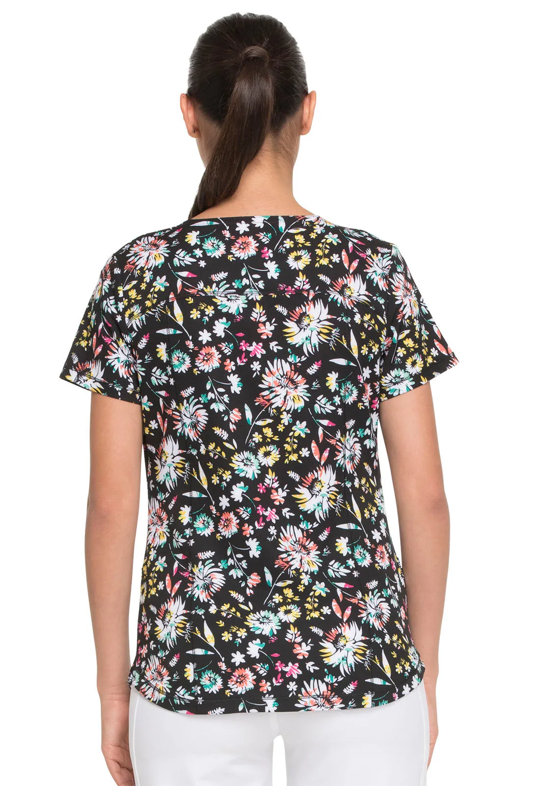 DICKIES DYNAMIX VNECK TOP  IN BLOSSOM BURST