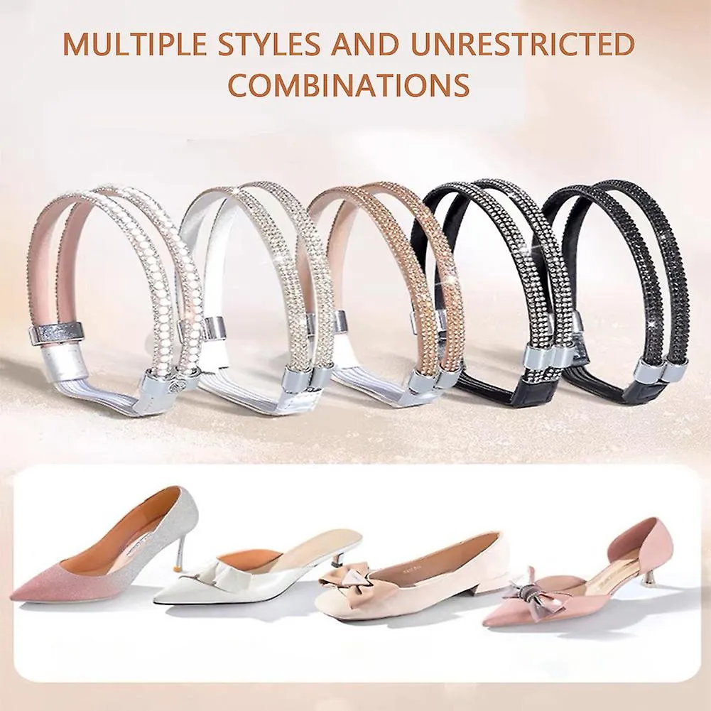 ELASTIC HIGH HEELS SHOE STRAPS SET WOMEN SHOESLACES FOR HIGH HEELS SHINY ANTILOOSE NON SLIP SHOE STRAPS