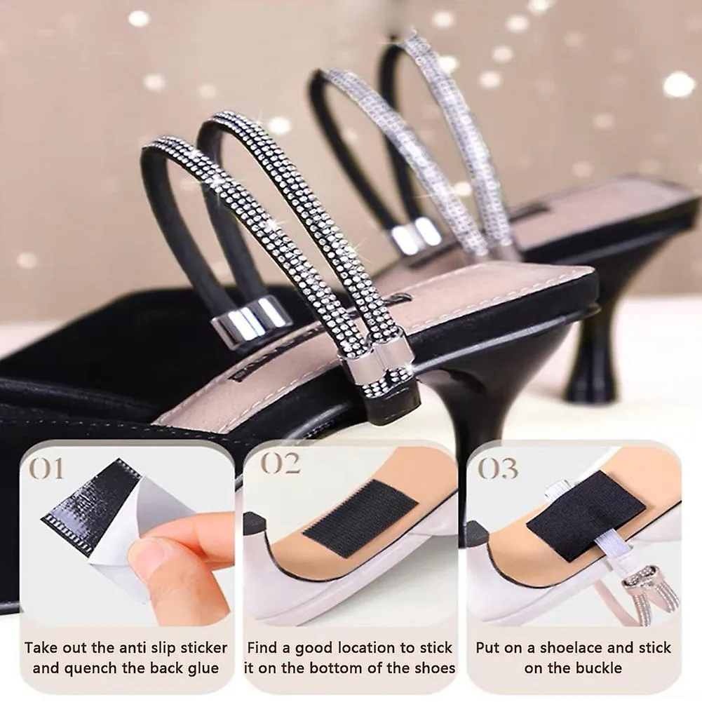 ELASTIC HIGH HEELS SHOE STRAPS SET WOMEN SHOESLACES FOR HIGH HEELS SHINY ANTILOOSE NON SLIP SHOE STRAPS