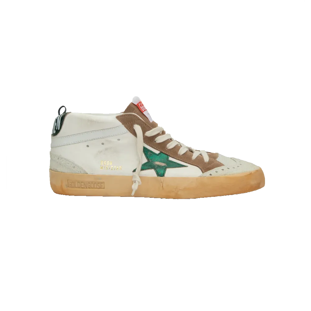 Golden Goose MID Star Nappa Upper Rubber Toe and Spur Vintage Laminated Star White/Cream/Green Men GMF00122.F003356.11229