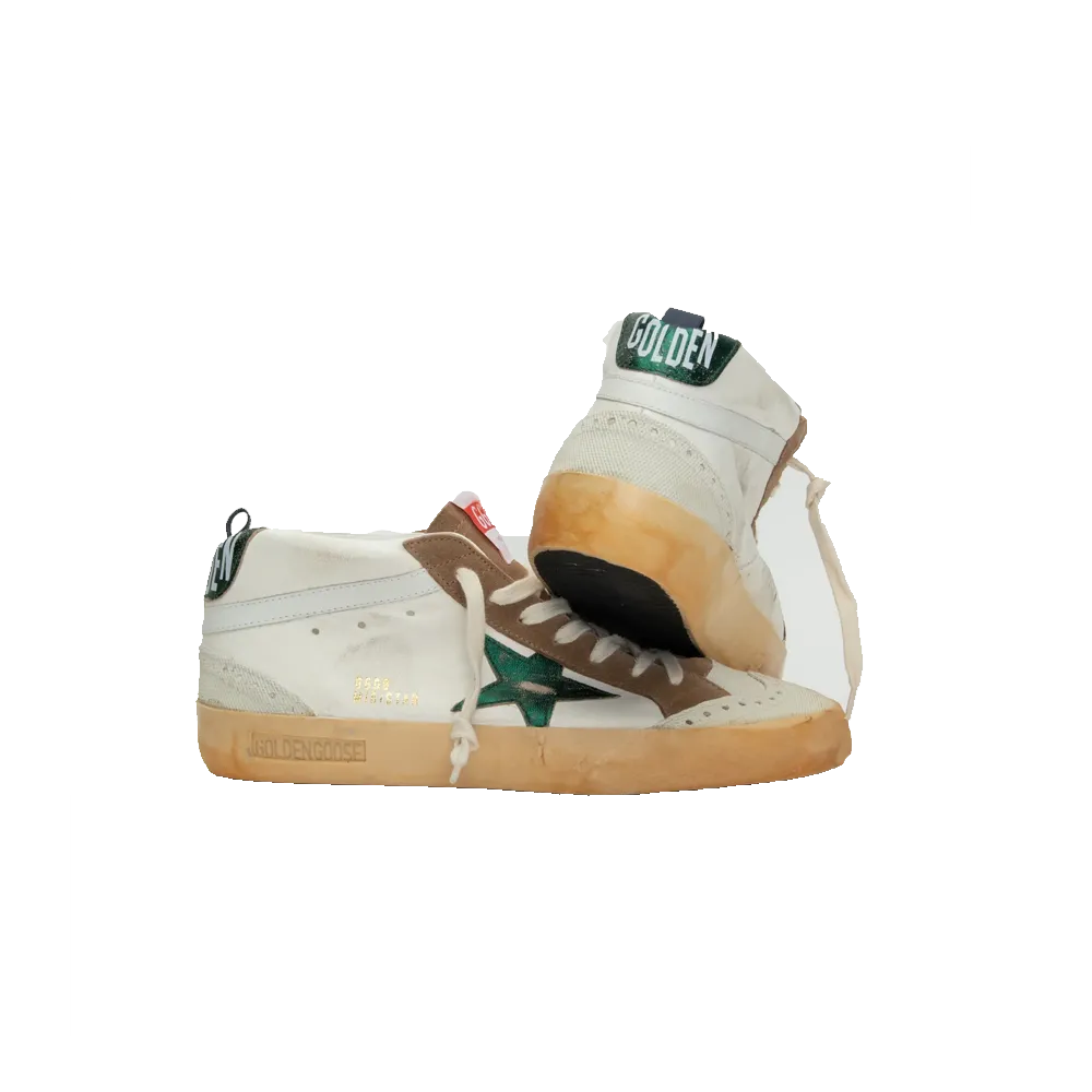 Golden Goose MID Star Nappa Upper Rubber Toe and Spur Vintage Laminated Star White/Cream/Green Men GMF00122.F003356.11229