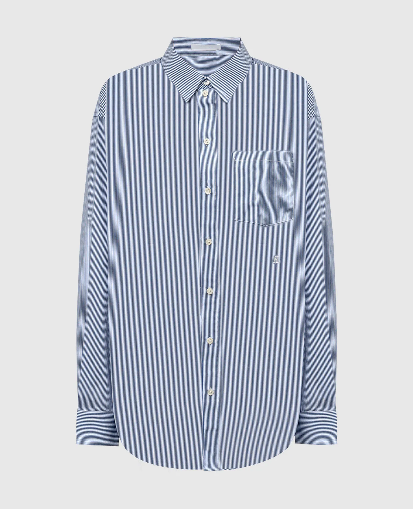 Helmut Lang Blue striped shirt with logo