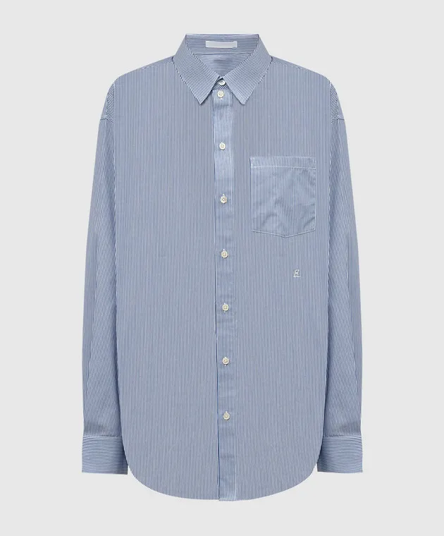 Helmut Lang Blue striped shirt with logo