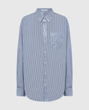 Helmut Lang Blue striped shirt with logo