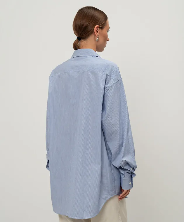 Helmut Lang Blue striped shirt with logo