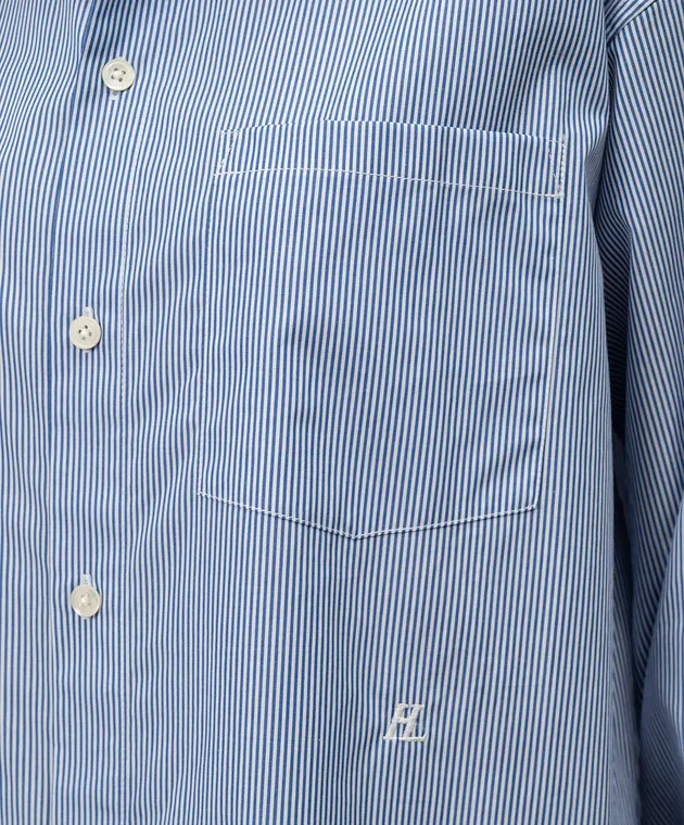 Helmut Lang Blue striped shirt with logo