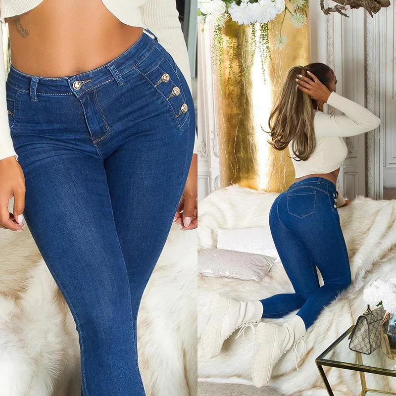 Jeans Push-Up de cintura alta azul