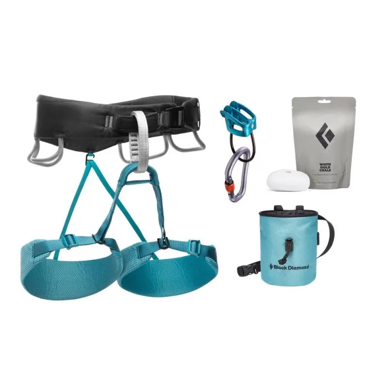 Kit de acantilado para mujer Black Diamond Momentum Harness (Aqua Verde)