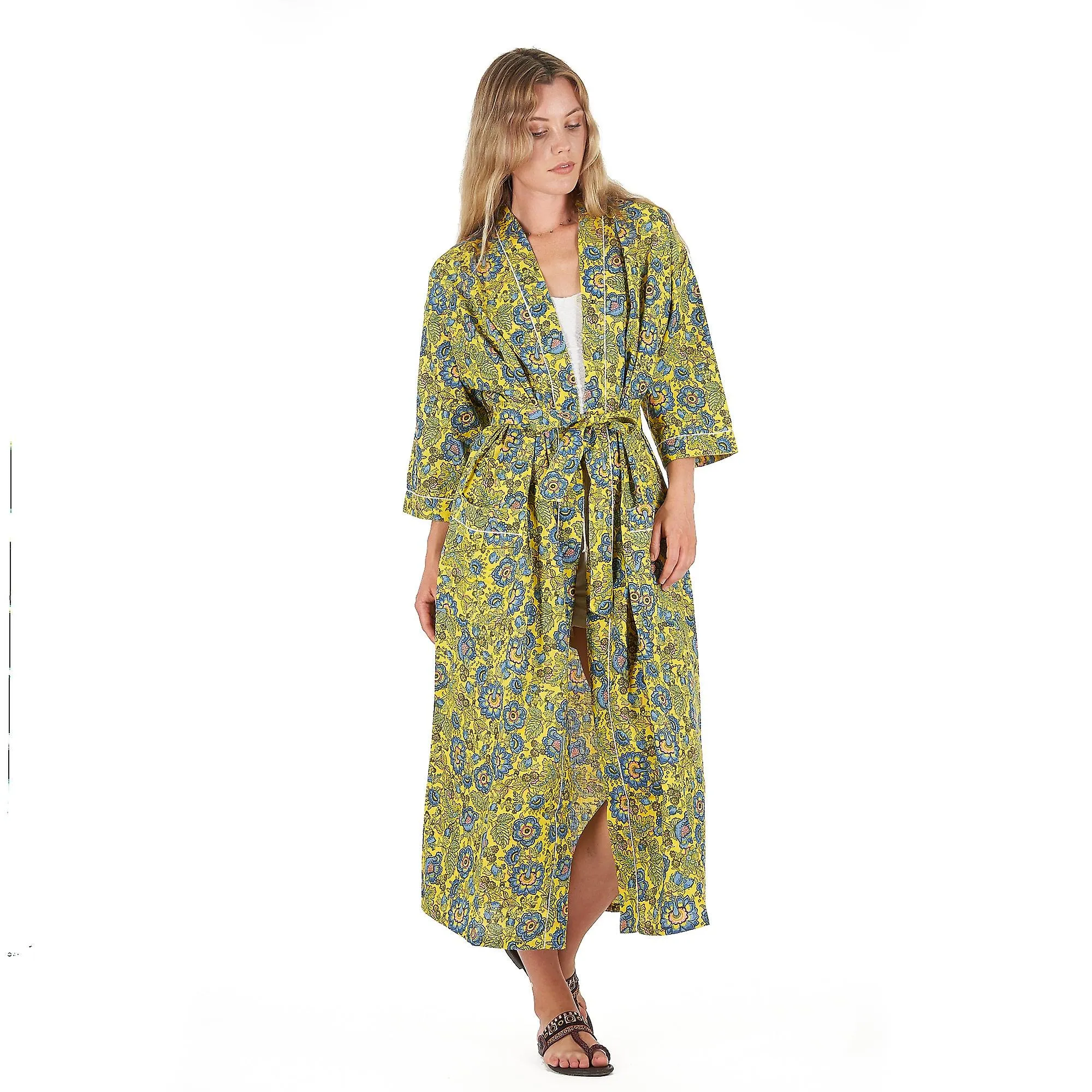 Livin' the cozy life'  cotton kimono robe for women