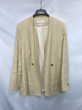 MANGO PREMIUM.Blazer beige Lino y seda T.XS