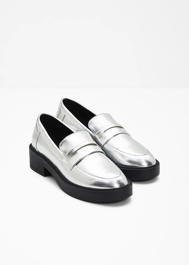 Mocasines Plata metalizado