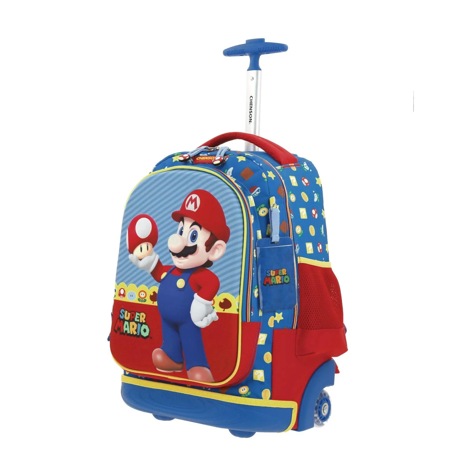 Mochila Azul Mario Bros Con Ruedas Para Nio Chenson Mush