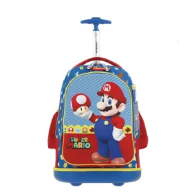 Mochila Azul Mario Bros Con Ruedas Para Nio Chenson Mush